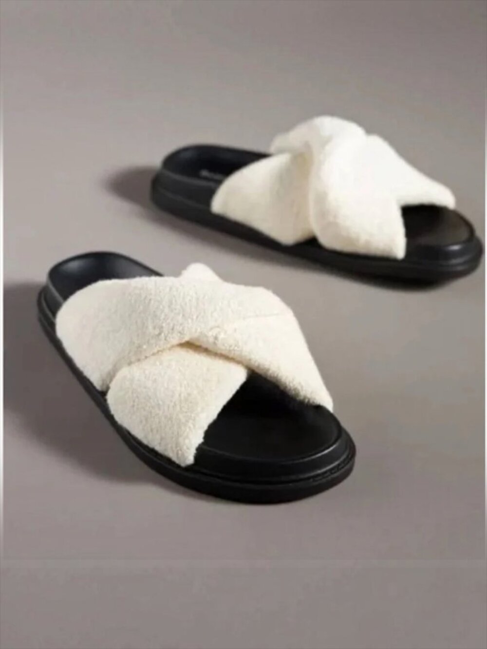 🛍 Anthropologie Meave Terry Slide Sandal in Ivory Size 7